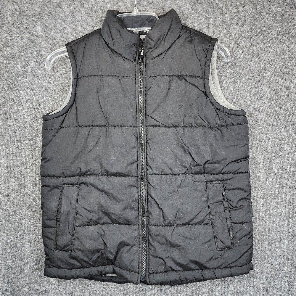 Old Navy Puffer Vest Boys Medium‎ 8 Black Quilted Fleece Lined 856554-00